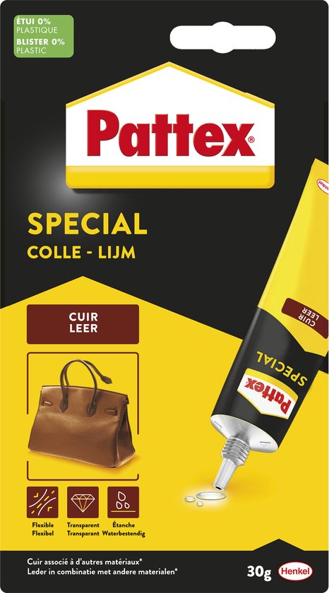 Foto: Pattex special leerlijm 30g leerlijm voor fexibel hechtende ondergronden transparante lijm voor leer tassen schoenen en diverse reparaties reparatie leerlijm voor stijlvol gebruik 