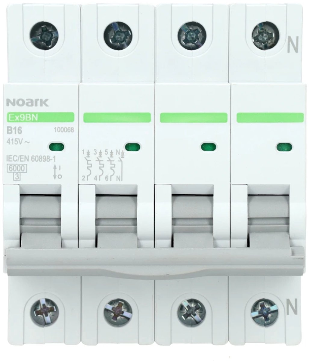 Noark installatieautomaat 3-polig+nul 16A B-kar (Ex9BN 3PN B16)
