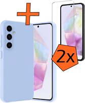 Coque compatible avec Samsung A36, coque en Siliconen avec 2 films de protection d'écran, coque arrière compatible avec Samsung Galaxy A36, bleu clair