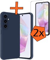 Coque compatible avec Samsung A36, coque en Siliconen avec 2 films de protection d'écran, coque arrière compatible avec Samsung Galaxy A36, bleu foncé