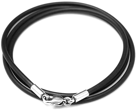 Giantree 6 stuks lederen kettingen kettingen 1,5 mm breed, lederen halsband voor mannen vrouwen ketting 40/45/50/55/60/80 cm zwart lederen band met sluiting doe-het-zelf