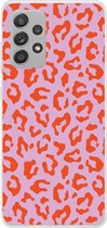 Telefoonhoesje Geschikt voor Samsung Galaxy A53 hoesje - Panterprint - Rood - Paars - Roze - Dierenprint - Siliconen Telefoonhoesje Telefoonhoesje