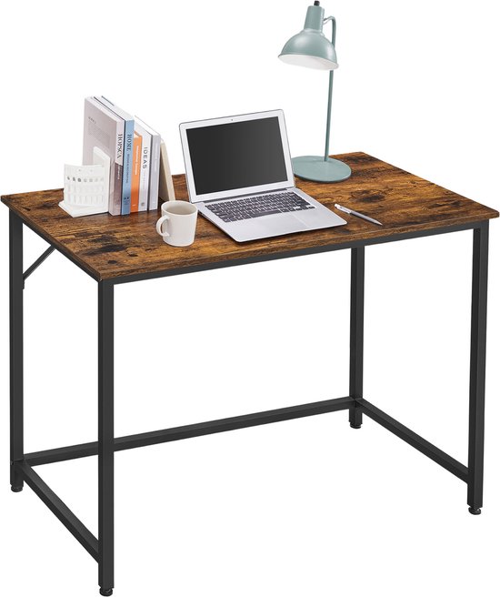 ACAZA Bureau - Bureautafel - Vintage Bruin - 100 x 50 x 75 cm (B x D x H) - Desk - Computertafel - Laptoptafel - Bureau Zwart en Vintage Bruin - Computerbureau - Computerbureau