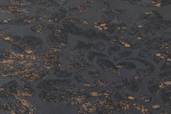 Papier peint baroque Profhome 374132-GU papier peint intissé légèrement texturé de style baroque or noir mat 5,33 m2