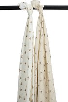 Meyco Baby Ginkgo swaddle - 2-pack - pre-washed hydrofiel - offwhite/soft sand - 120x120cm