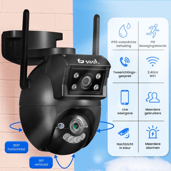 GLOBALHUT Solar WiFi Security Camera, Outdoor 4K Dual Lens 360°PTZ