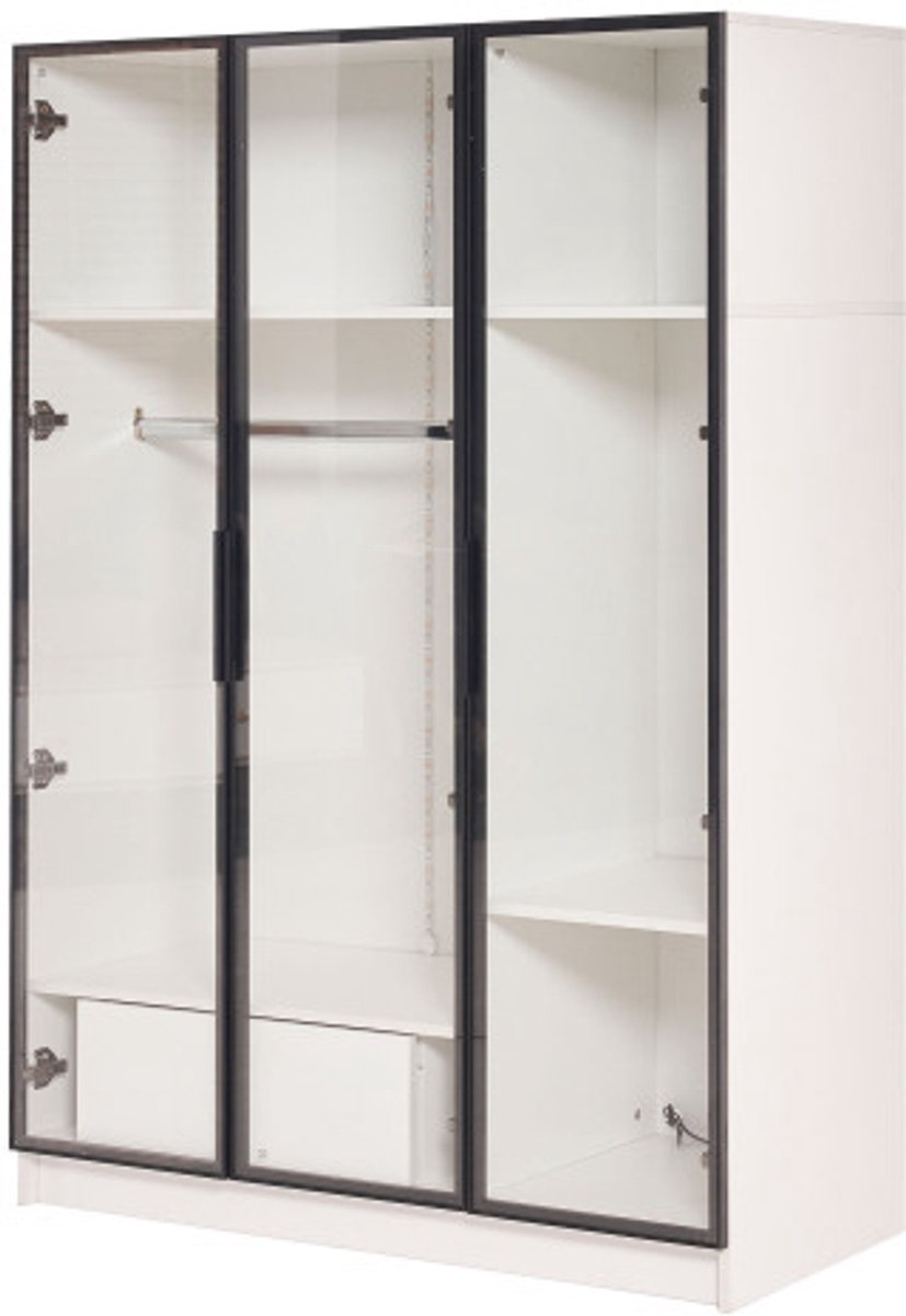 Kledingkast Daniela 160cm met 4 deuren 2 lades & spiegel - wit - Modern Kledingkast Daniela 160cm met 4 deuren 2 lades & spiegel - wit - Modern