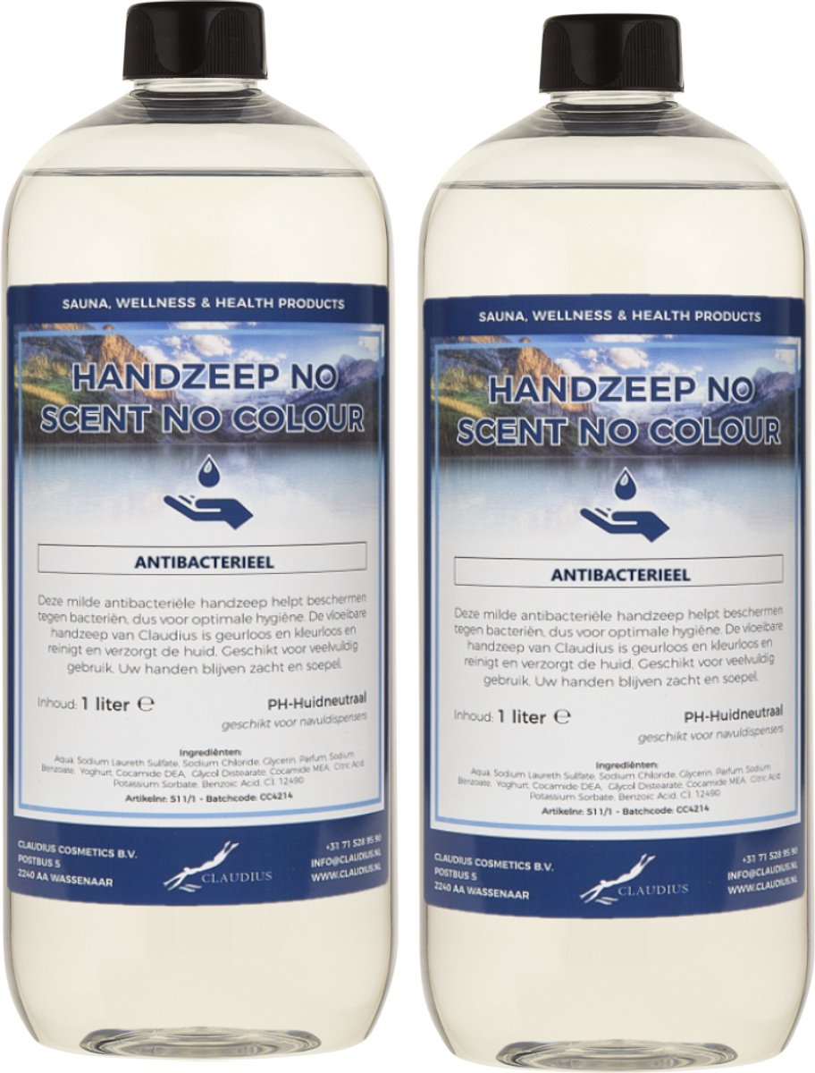 Handzeep No Scent, No Colour 1 liter - set van 2 stuks