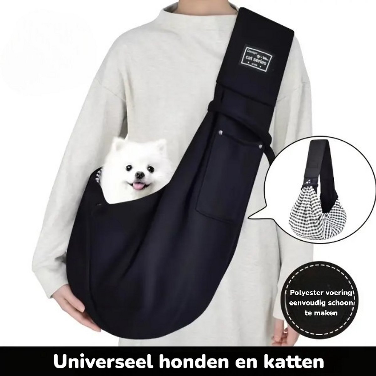 Dutchers® Hondendraagzak - Honden Draagtas - Honden Draagzak - Hondentas - Reistas Kat - Draagzak Hond - Katten Buikdrager - Dierendraagtas - Zwart