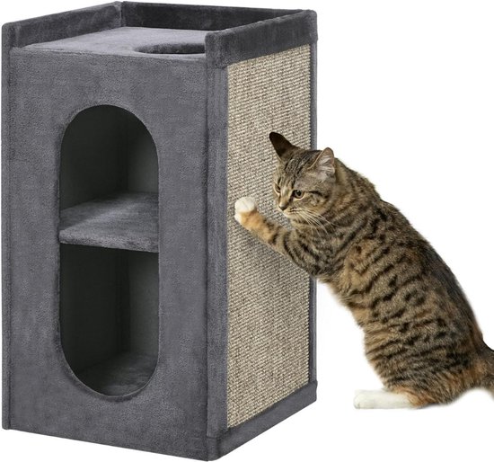 Zylo® Krabton Voor Katten - Krabmeubel - Krabpaal - Donkergrijs - 45x45x81cm