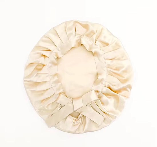 Silky Nights® Zijden Slaapmuts – 100% Moerbei Zijde Bonnet – Maat S/M - 19 Momme – Verstelbare Silk Bonnet – Zachte & Stralende Haarverzorging – Haarnetjes - Champagne Kleur – Unisex