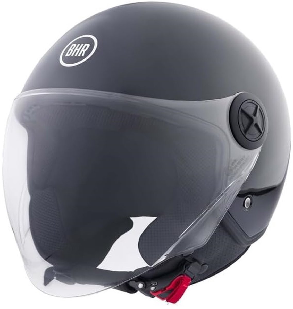 BHR 832 Vespa Helm - Scooterhelm Retro - ECE 22.06 - Geschikt voor Scooter, Brommer, Motor en Snorfiets - maat M - Glans Zwart