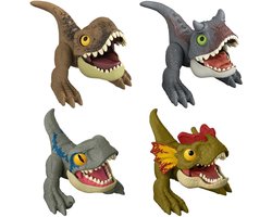 Set met 4 x Jurassic World Uncaged Wild Pop Ups - T-Rex - Velociraptor Blue - Carnotaurus - Dilophosaurus - Mattel