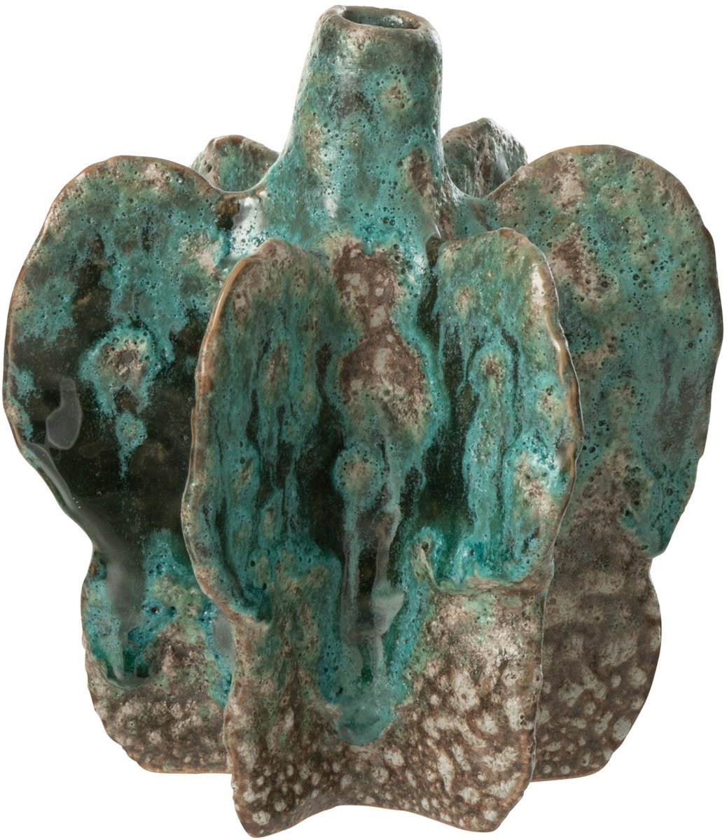 J-Line vaas Naga - keramiek - azuur/bruin - small - Ø 12.5 cm Multi