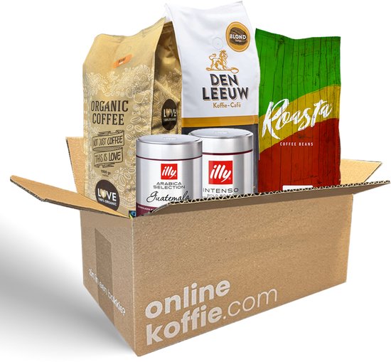 Proefpakket Koffiebonen Mix – Koffieproeverij – 5 Smaken – Roasta Coffee - Den Leeuw Koffie – Illy Guatamala & Illy Brasile – LOVE Organic Beans – Koffiecadeau – Verse Koffie – Koffiegeschenk