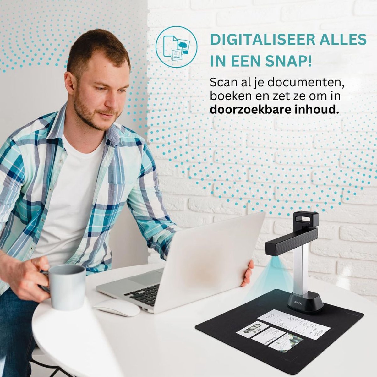 ApexArte® Smart Boekenscanner - Documentenscanner via USB – Scanner – Document Camera thumbnail 4