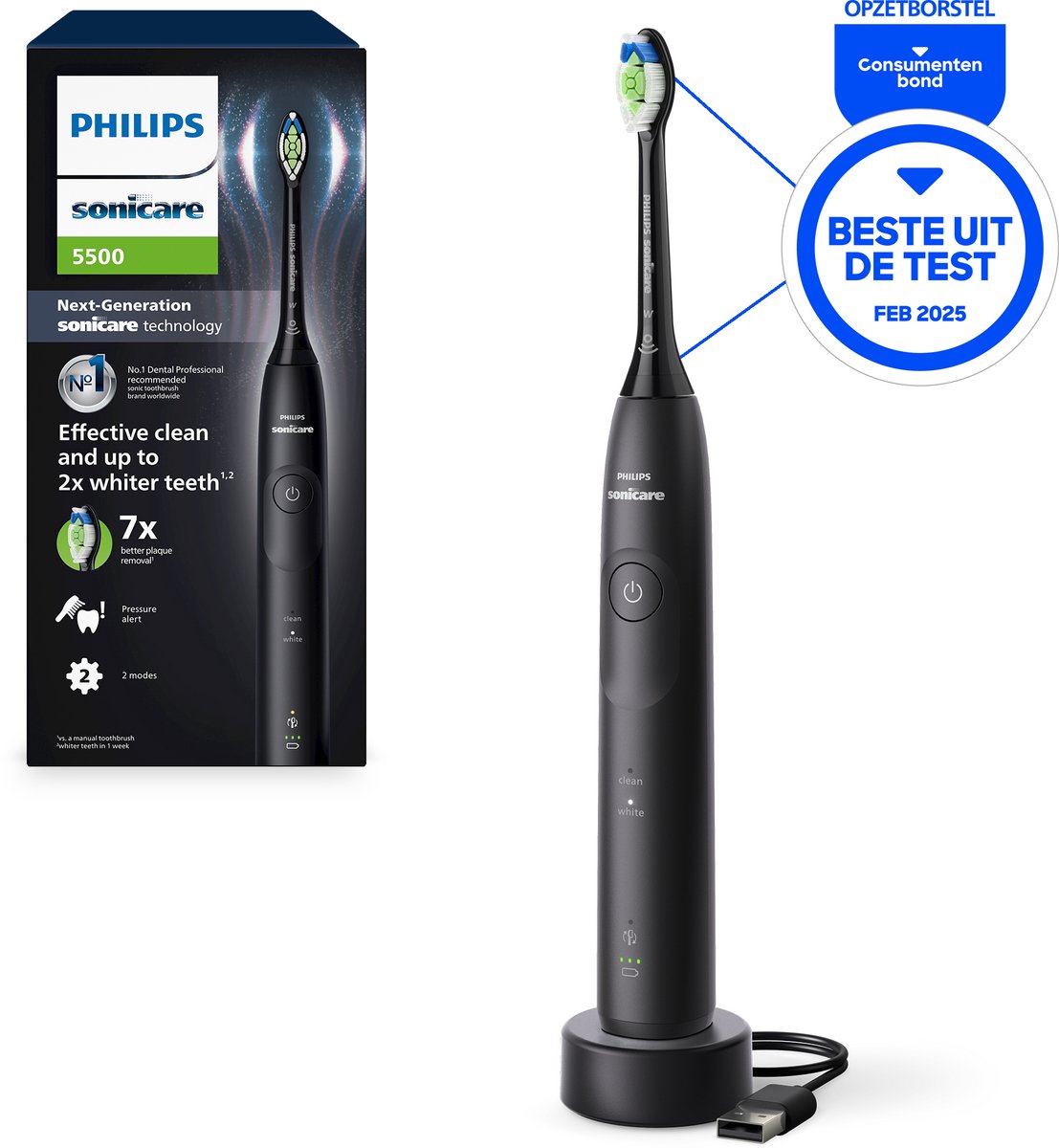 Philips Sonicare 5500 Series - Elektrische Tandenborstel - Zwart - Wittere tanden - HX7111/01 — afbeelding 5