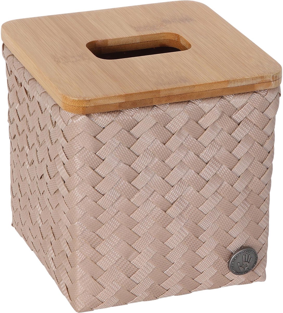 Tissue box - Tissue houder - Tissue doos - Zakdoek doos - Bamboe deksel - Handed By Top Fit square - lichtbruin - caffè latte