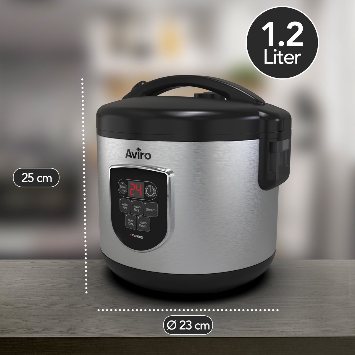 Aviro Rijstkoker - Slowcooker - 1,2L - 7 Functies - Warmhoudfunctie - Rice Cooker - Anti Aanbaklaag - Multicooker - 2-6 Personen - RVS – foto 8