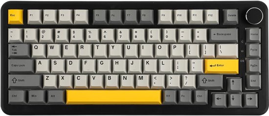 Ajazz AK820 MAX HE - 75% Bedraad RGB Gaming Toetsenbord - Hall Effect Rapid Trigger Mechanisch Toetsenborden - Gasket - Hot Swap - 8K Hz Polling Rate - QWERTY Toetsenborden- 82 Keys - Maanlicht geel