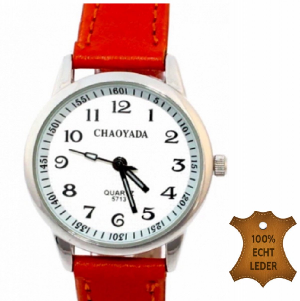 Horloge- Rood- Genuine Leatherbandje- 29 mm Chaoyada - Charme Bijoux