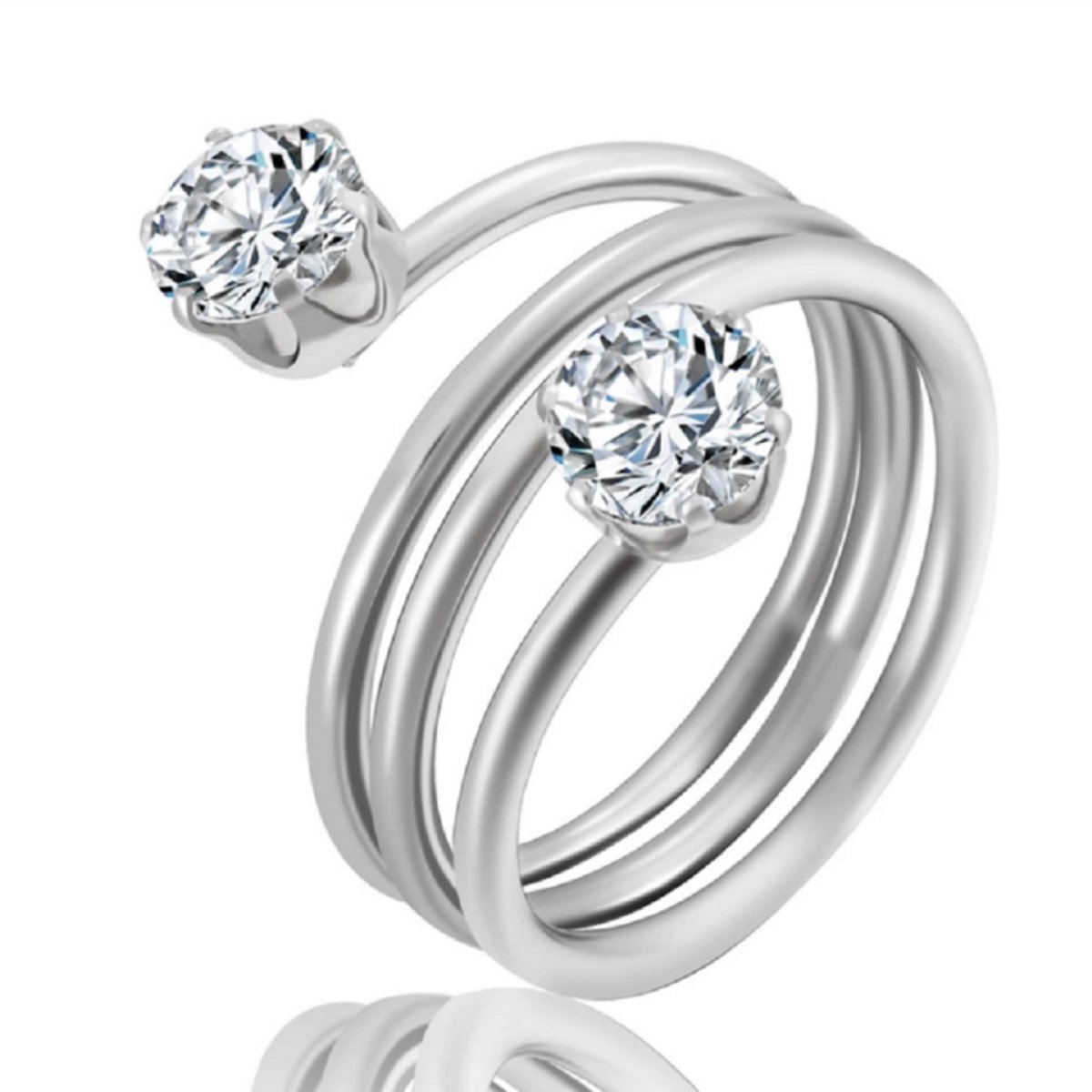 Ring- 2 schitterende steentjes-Charme Bijoux