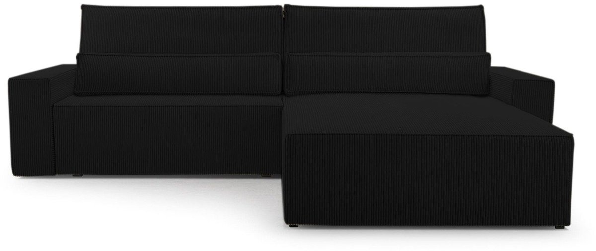 AJE Meubles B.V. Hoekbank met Slaapfunctie - 297 x 200 x 85 cm - Comfortabele en Stijlvolle Familiebank - DENVER L - Poso 135 Zwart
