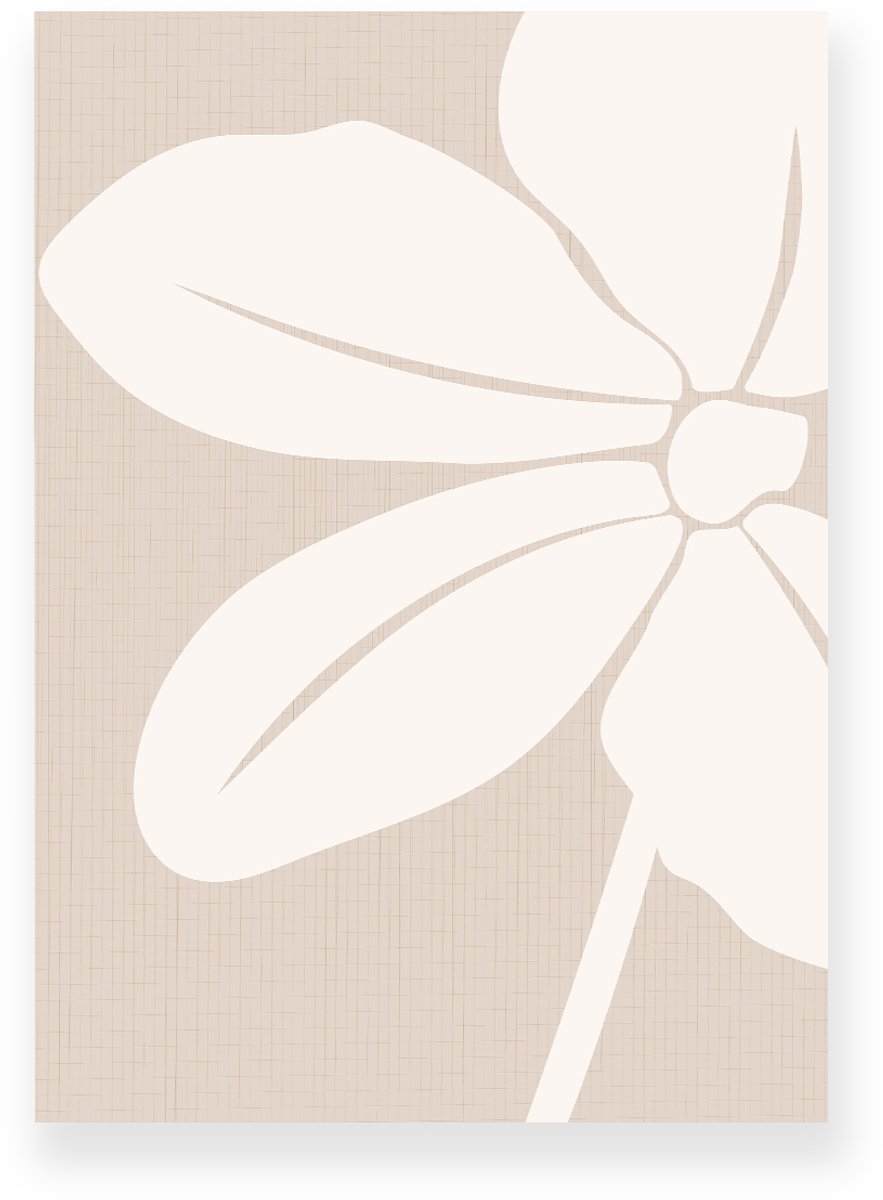 Yisual Poster 30x40 cm - Bloem - Bladeren - Beige - Gebroken Wit - Minimalistisch - Botanisch - Muurdecoratie - Wanddecoratie