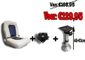 FES Marine - Siège bateau - Set 1 - Hauteur réglable - Siège pivotant - Siège bateau - Ensemble complet - Blauw/blanc