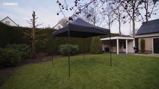 VONROC Easy-Up Partytent – 3x3 m - Premium easy-up Partytent - Set incl. Zijwanden - Modulair Ontwerp – Opvouwbaar – Waterdicht – Stalen Frame - 50+ UV Bescherming - Incl. Opbergtas - Beige