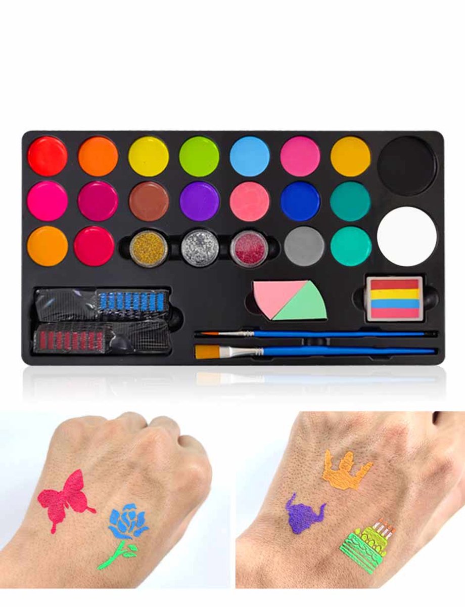 Meedeer Schminkset Kinderen-Schminkset-Make up Kinderen-20 kleuren & 3 penselen - Grime schmink op waterbasis — afbeelding 13