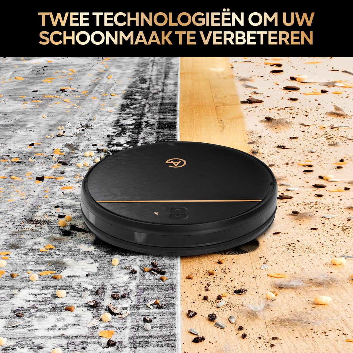 AG6100 Robotstofzuiger met Dweilfunctie - 120minuten - Met Oplaadstation - Robotstofzuigers - Huisdieren - met Dweil - Luxe Robotstofzuiger - Dweilrobot - Automatisch opladen - App of afstandsbediening te gebruiken - 2500Mah - Stripe Design — afbeelding 5