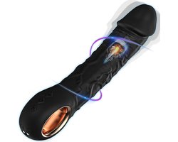 DOWO® - Luxe Realistische Vibrator - met Verwarmingsfunctie - 10 Standen - Vibrators voor vrouwen - Waterproof & USB Oplaadbaar - Siliconen Dildo voor Vrouwen & Mannen - vibrator - Sex toys - Zwart – L PLUS (22cm)
