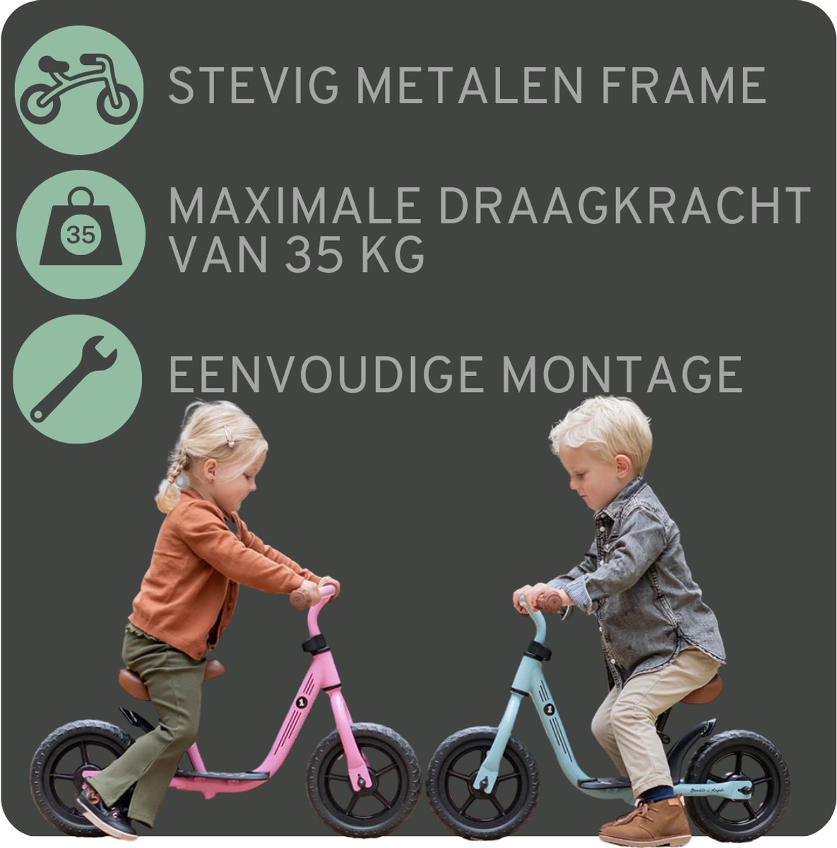 Bandits & Angels Metalen Loopfiets Starter Roze met Voetenplank vanaf 2 Jaar - Limited Edition - Roze Loop Fiets - Verstelbaar Zadel 29 tot 39 cm - Voor Jongens en Meisjes - Compact en Veilig - Lage Instap met Voetenplank — afbeelding 11