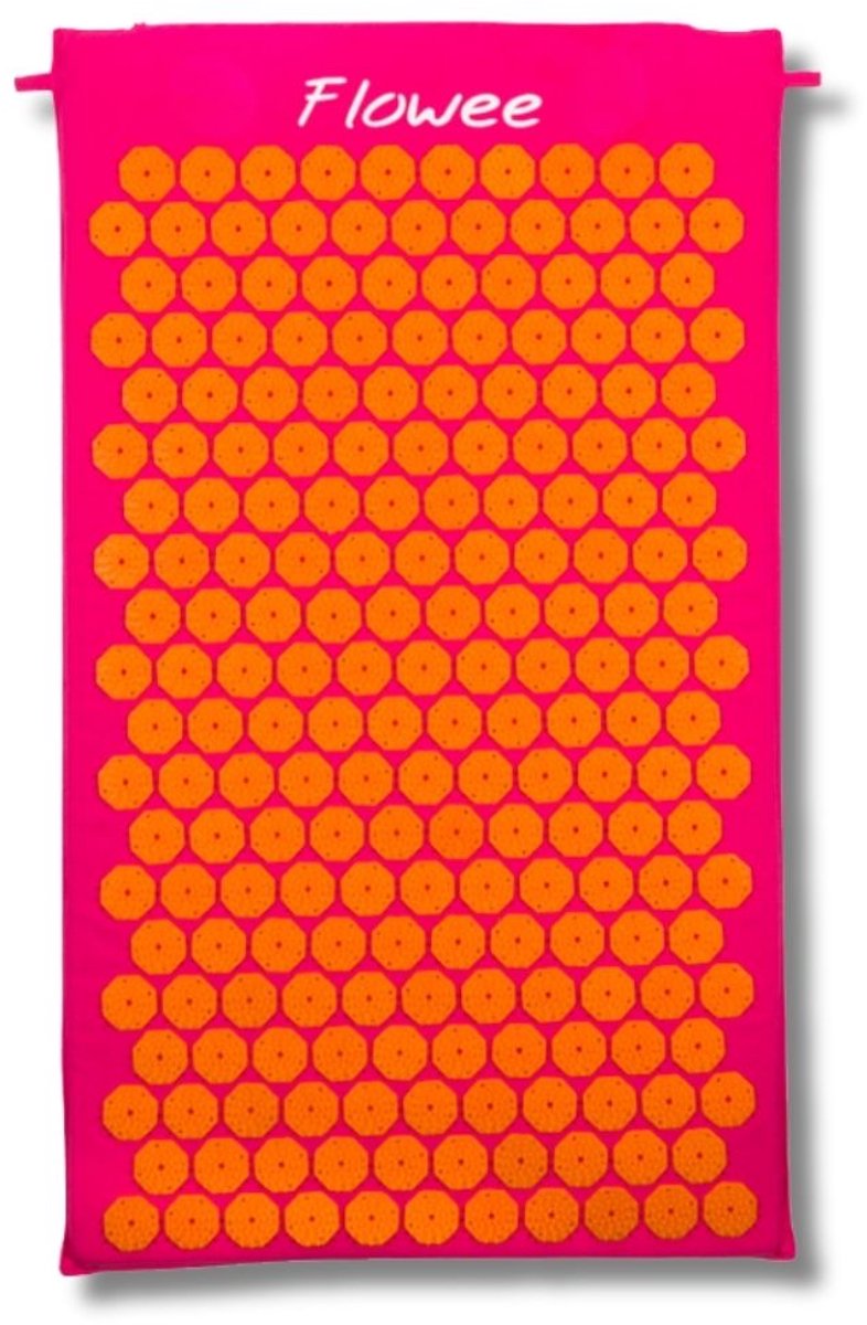 Goedkoopste Flowee Spijkermat - Fuchsia met oranje - 77x45 cm - Acupressuur Mat - Spijkerbed - Acupunctuur - Shakti Massage