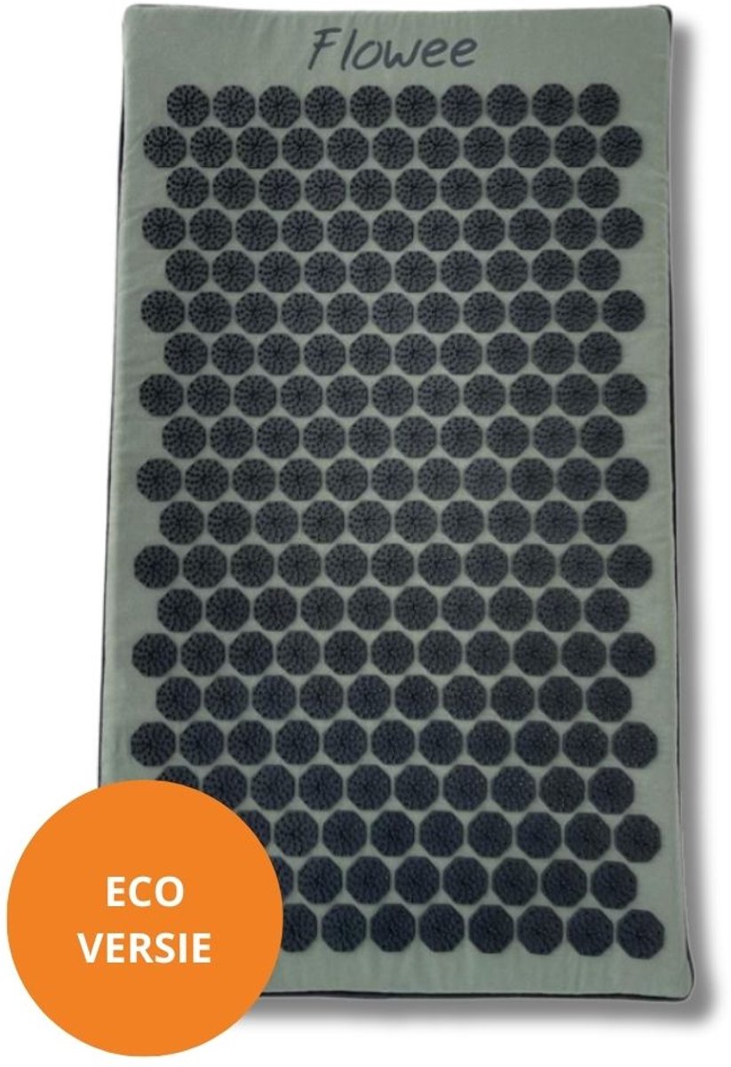 Goedkoopste Flowee Spijkermat ECO - Groen met grijs - Vulling Kokosvezels - 77x45 cm - Acupressuur Mat - Spijkerbed - Acupunctuur - Shakti Massage