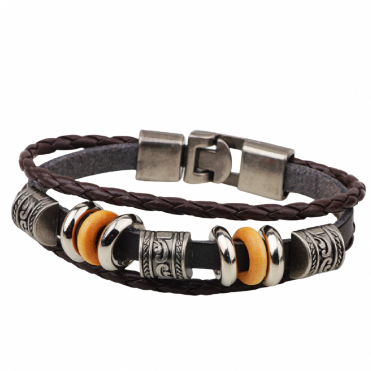 Armband -Jeroen- Bruin- Metalen sluiting - Charme Bijoux