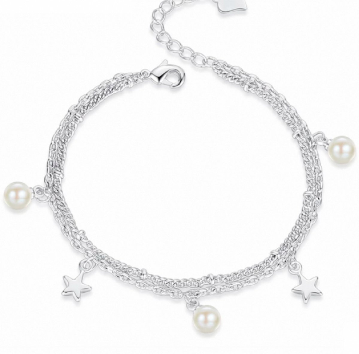 Kinder Enkelkettinkje synthetische-Parel Ster- 16 cm Lieke - Charme Bijoux