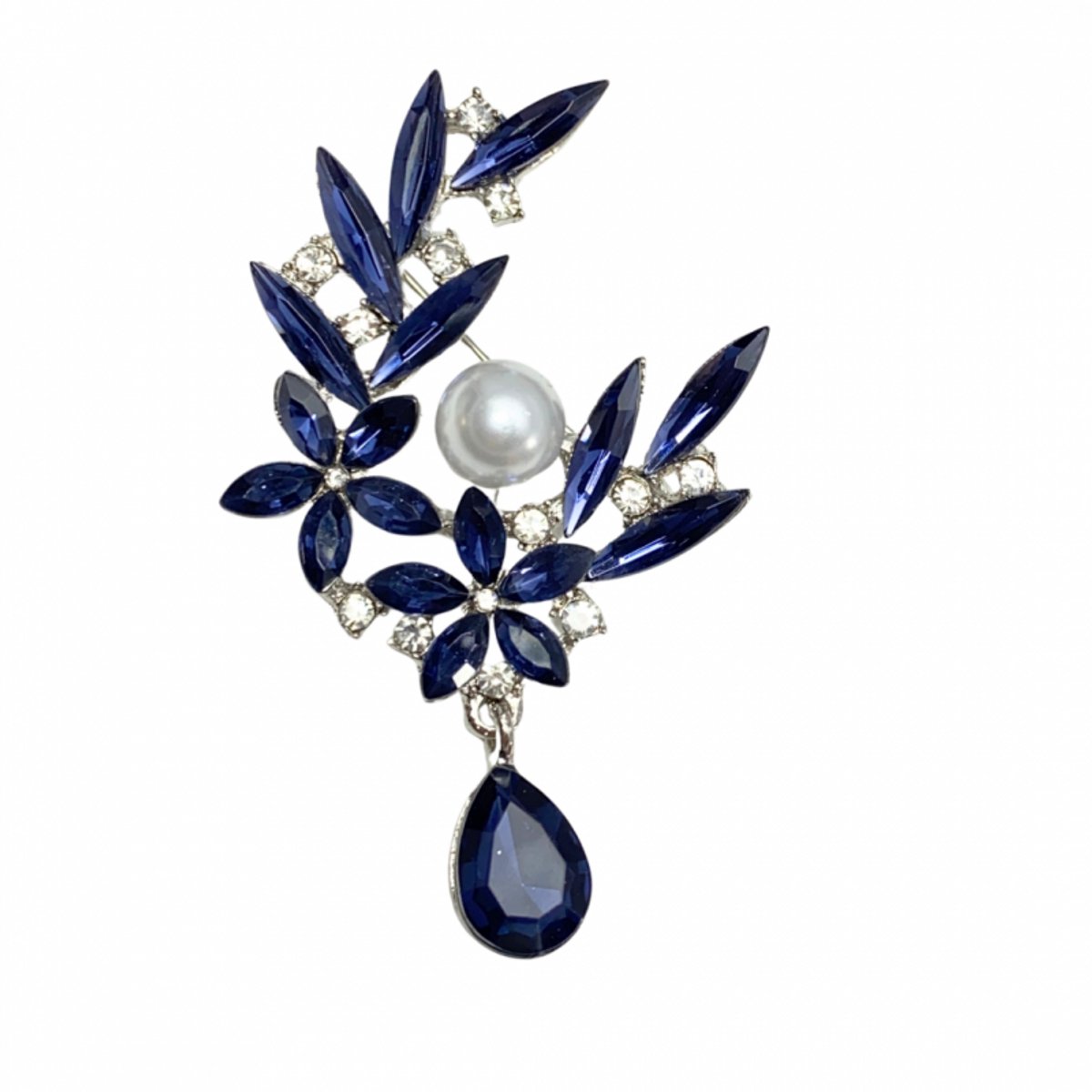 Broche-Blauw-Zilverkleur - Charme Bijoux