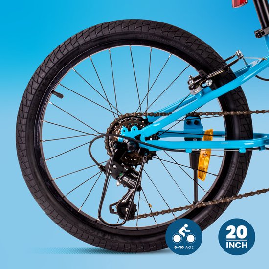 Verdant Bike Kinderfiets voor jongens van 6 tot 10 jaar, 20 inch Blauw, wielmaat te kiezen uit 6 versnellingen Shimano, in hoogte verstelbaar van Verdant Bike — afbeelding 3