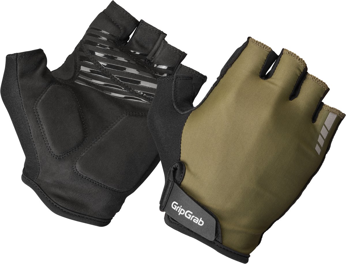 GripGrab - RIDE Padded Korte Vinger Zomer Fietshandschoenen met Padding - Unisex - Olijf Groen