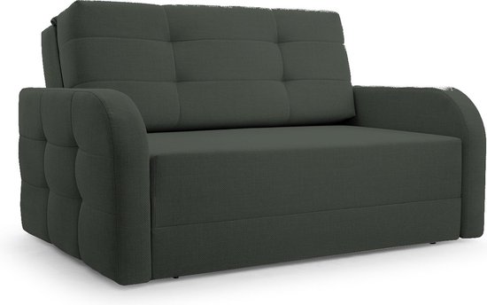 Porto 120 - Slaapbank - Compact en Multifunctioneel - 141 x 100 x 90 cm - Eenvoudig Uitklapbaar & Decoratieve Stiksels - Donkergroen (BRAGI 78)