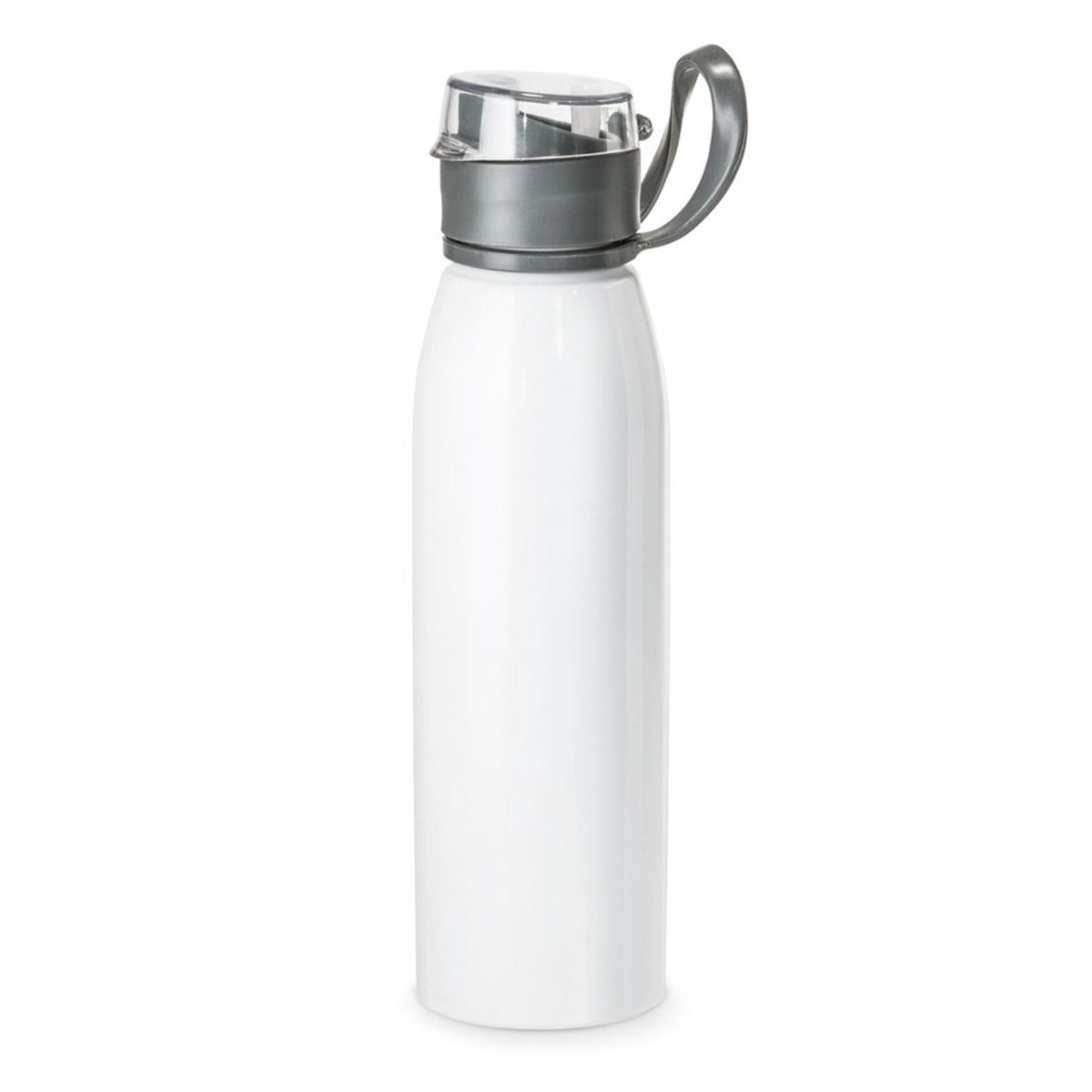 Aluminium waterfles/drinkfles wit met klepdop en handvat 650 ml - Sportfles - Bidon