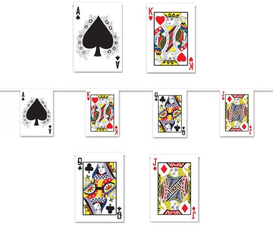 Casino feest versiering thema kaartspel slinger - papier - 400 cm - feestartikelen