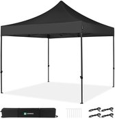 VONROC Partytent - 3x3 m – Premium easy-up Partytent - Modulair Ontwerp – Opvouwbaar – Waterdicht – Stalen Frame - 50+ UV Bescherming - Incl. Opbergtas - Zwart