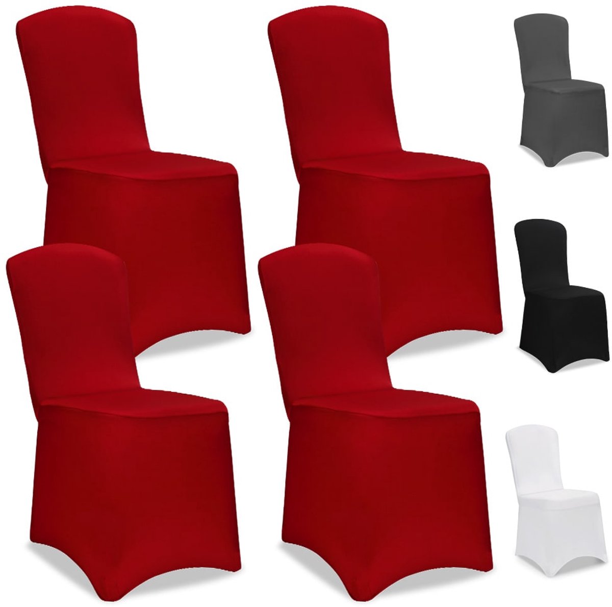 Detex Set 4 Elastische Stoelhoezen 80 tot 110cm Universeel - Rood