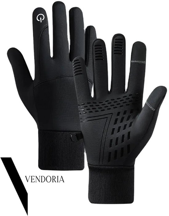 Vendoria Handschoenen - ThermoGrip - Waterdichte - Touchscreen Handschoenen - Zwart - M