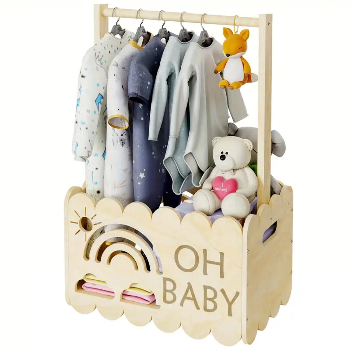 Dutchers.® Babyshower Cadeaumand - * - Babyshower Versiering - Gezamenlijke Geschenkmand - Houten Kist - Babyshower Cadeau - Gezamenlijke Cadeau Organizer - Voor Alle Geschenken - Natuurlijk Hout - Babyshower - Babyshower Organiseren - Zwangerschap