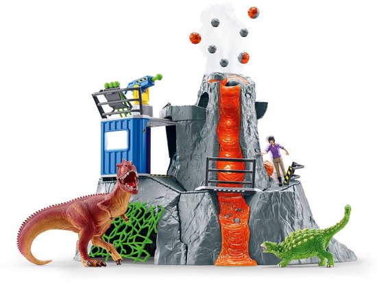 DinoWorld dinosaurus popper met 5 balletjes - 14 cm