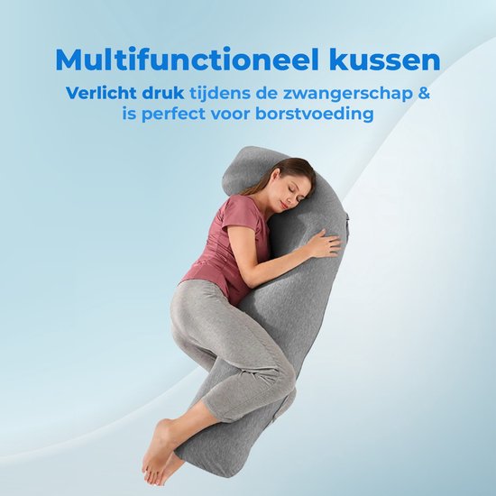 Joyful Parenting Zwangerschapskussen met Extra Hoes - Wasbaar - Voedingskussen - Extra Voedingskussenhoes - Zijslaapkussen van Joyful Parenting — afbeelding 4